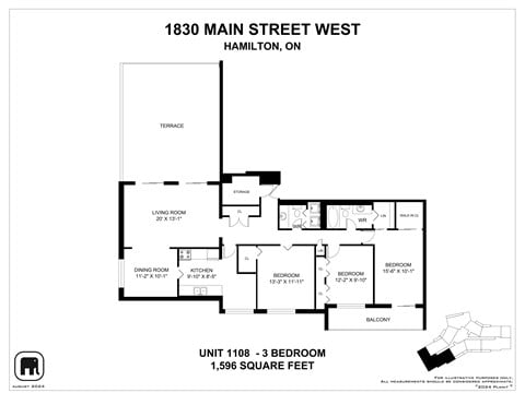 Floor plan for 3 beds, 1 bath